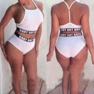 New White Bikini Set reads Baby got back